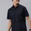 Shirts Classic Polo | Classic Polo Men'S Cotton Half Sleeve Printed Slim Fit Polo Neck Navy Color Woven Shirt | So1-11 C