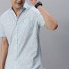 Shirts Classic Polo | Classic Polo Men'S Cotton Half Sleeve Printed Slim Fit Polo Neck Light Blue Color Woven Shirt | So1-03 A