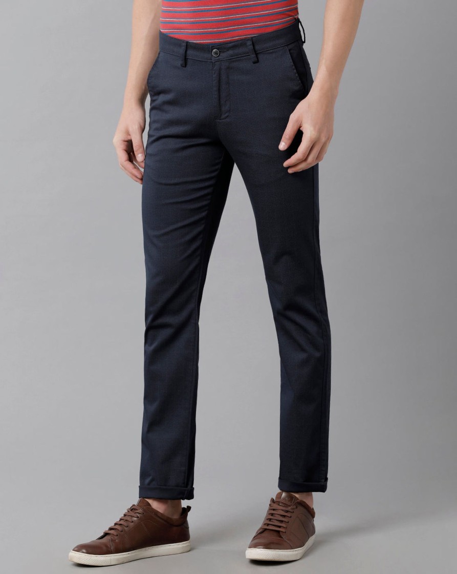 Trousers CP BRO | Cp Bro Men'S Cotton Solid Slim Fit Blue Color Trousers | Tbn2-20 B