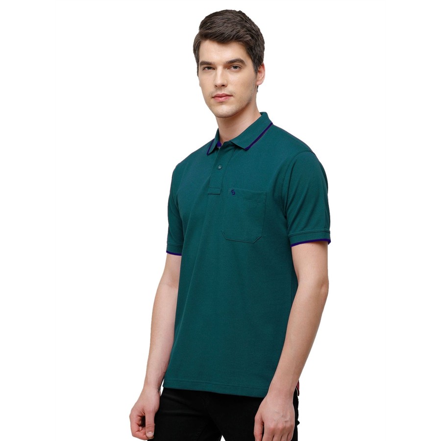 T-Shirts Classic Polo | Classic Polo Men'S Casual Solid Teal Half Sleeve T-Shirt | Toy-Nova-Reflecting Pond Af P