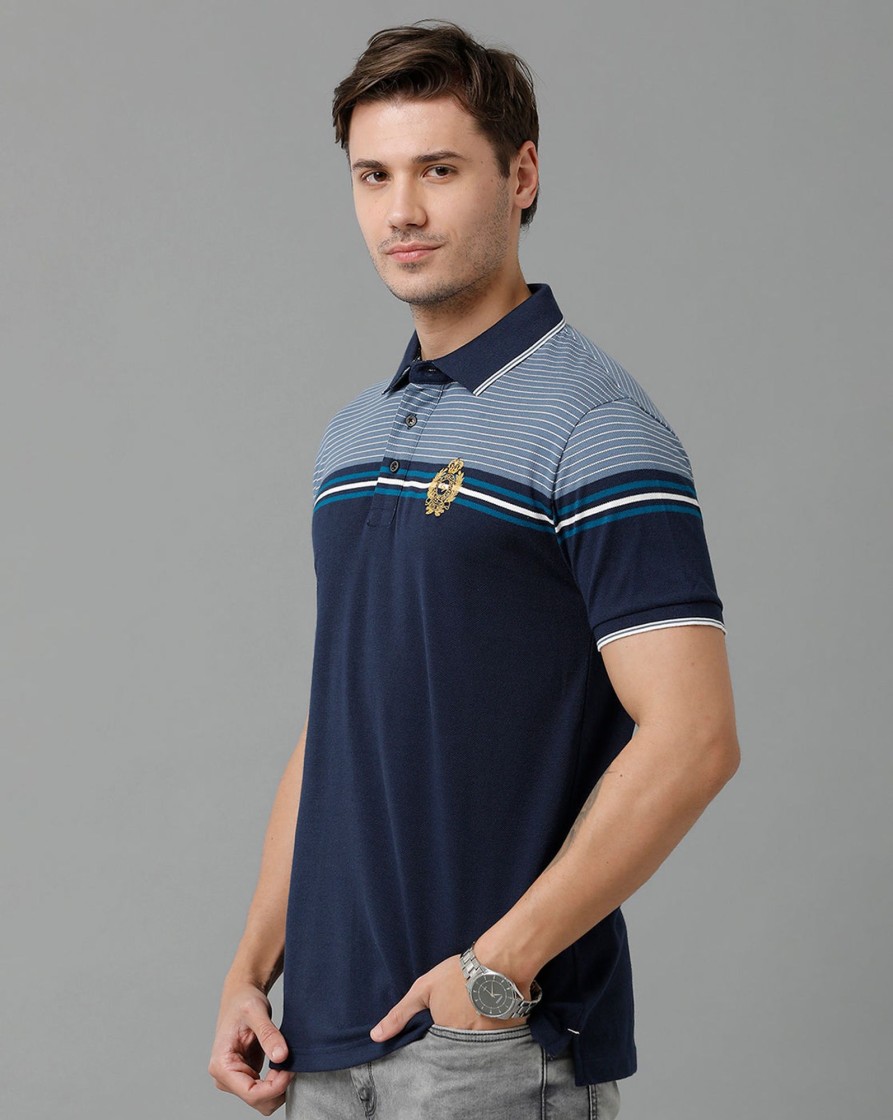 T-Shirts Classic Polo | Classic Polo Men'S Cotton Blend Half Sleeve Striped Slim Fit Polo Neck Multicolor T-Shirt | Vta - 235 A