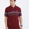 T-Shirts Classic Polo | Classic Polo Mens Cotton Half Sleeves Striped Slim Fit Polo Neck Maroon Color T-Shirt | Vta - 245 A Sf P