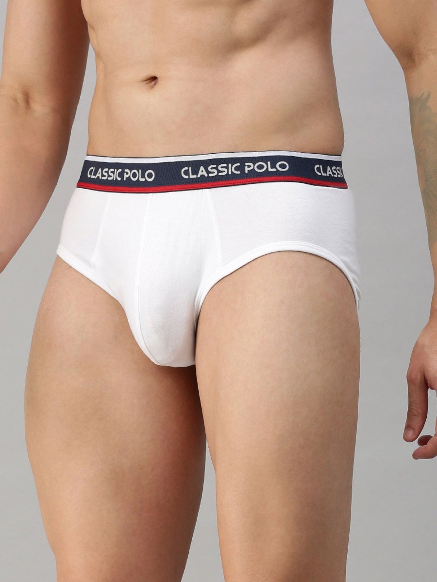 Innerwear Classic Polo | Classic Polo Men'S Modal Solid Briefs | Scarce - White & Black (Pack Of 2)