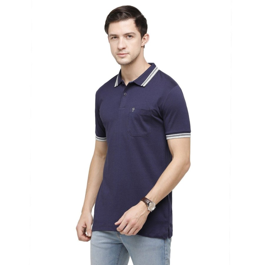 T-Shirts Classic Polo | Classic Polo Men'S Dark Blue Sporty Polo Half Sleeve Slim Fit T-Shirt | Pristo - Classic Blue