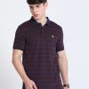 T-Shirts Classic Polo | Classic Polo Mens Cotton Half Sleeves Striped Slim Fit Polo Neck Burgudy Color T-Shirt | Cpeg - 310 B Sf P