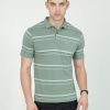 T-Shirts Classic Polo | Classic Polo Mens Casual Green Striped Cotton T-Shirt | F-Avon - 116 B Af P