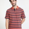 T-Shirts Classic Polo | Classic Polo Mens Cotton Half Sleeves Striped Authentic Fit Polo Neck Orange Color T-Shirt | Mel - 239 B Af P