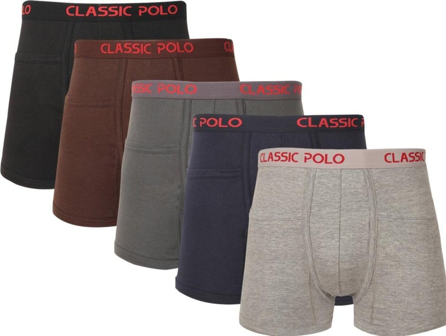 Innerwear Classic Polo | Classic Polo Men'S Boxer Brief Assorted Colours Pack Of Five - Intimo