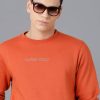 T-Shirts Classic Polo | Classic Polo Mens Cotton Blend Full Sleeve Solid Slim Fit Orange Color Round Neck Sweat Shirt | Cpss - 414 J