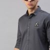 Shirts Classic Polo | Classic Polo Men'S Cotton Full Sleeve Solid Slim Fit Polo Neck Grey Color Woven Shirt | So1-38 C