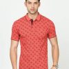 T-Shirts Classic Polo | Classic Polo Mens Cotton Half Sleeves Printed Slim Fit Polo Neck Red Color T-Shirt | Beau - 215 B Sf P