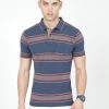 T-Shirts Classic Polo | Classic Polo Mens Casual Navy Melange Striped Cotton T-Shirt | F-Adore - 108 B Sf P