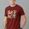 T-Shirts Classic Polo | Classic Polo Men'S Cotton Printed Half Sleeve Slim Fit Round Neck Maroon Color T-Shirt | Baleno - 497 A