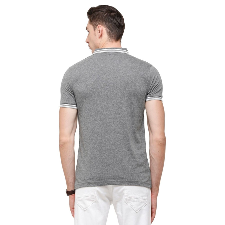 T-Shirts Classic Polo | Classic Polo Men'S Dark Grey Sporty Polo Half Sleeve Slim Fit T-Shirt | Pristo - Anthra Mel