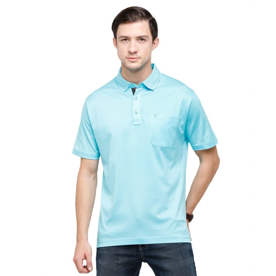 T-Shirts Classic Polo | Classic Polo Men'S Solid Polo Neck Authentic Fit 100% Cotton T-Shirt | Sedos - Diva Blue