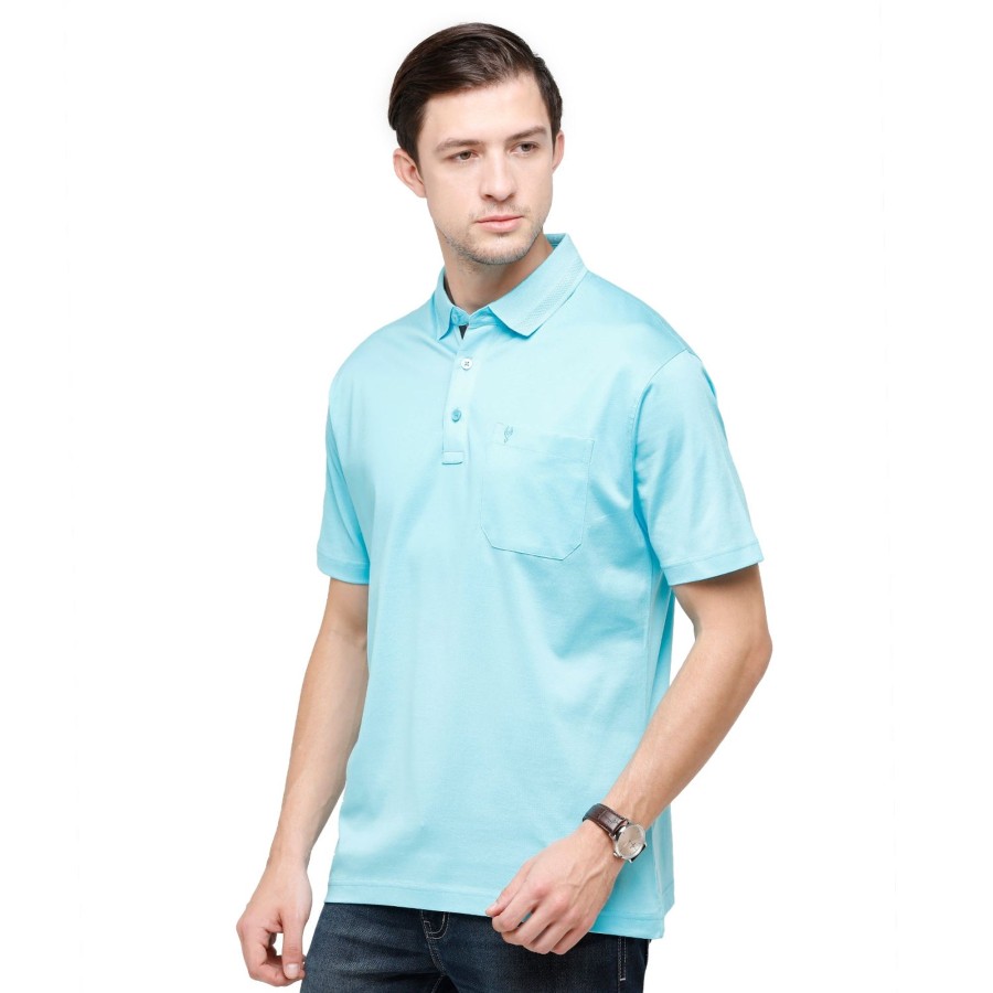 T-Shirts Classic Polo | Classic Polo Men'S Solid Polo Neck Authentic Fit 100% Cotton T-Shirt | Sedos - Diva Blue