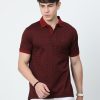 T-Shirts Classic Polo | Classic Polo Mens Cotton Half Sleeves Floral Authentic Fit Polo Neck Maroon Color T-Shirt | Swank - 04 B Af P