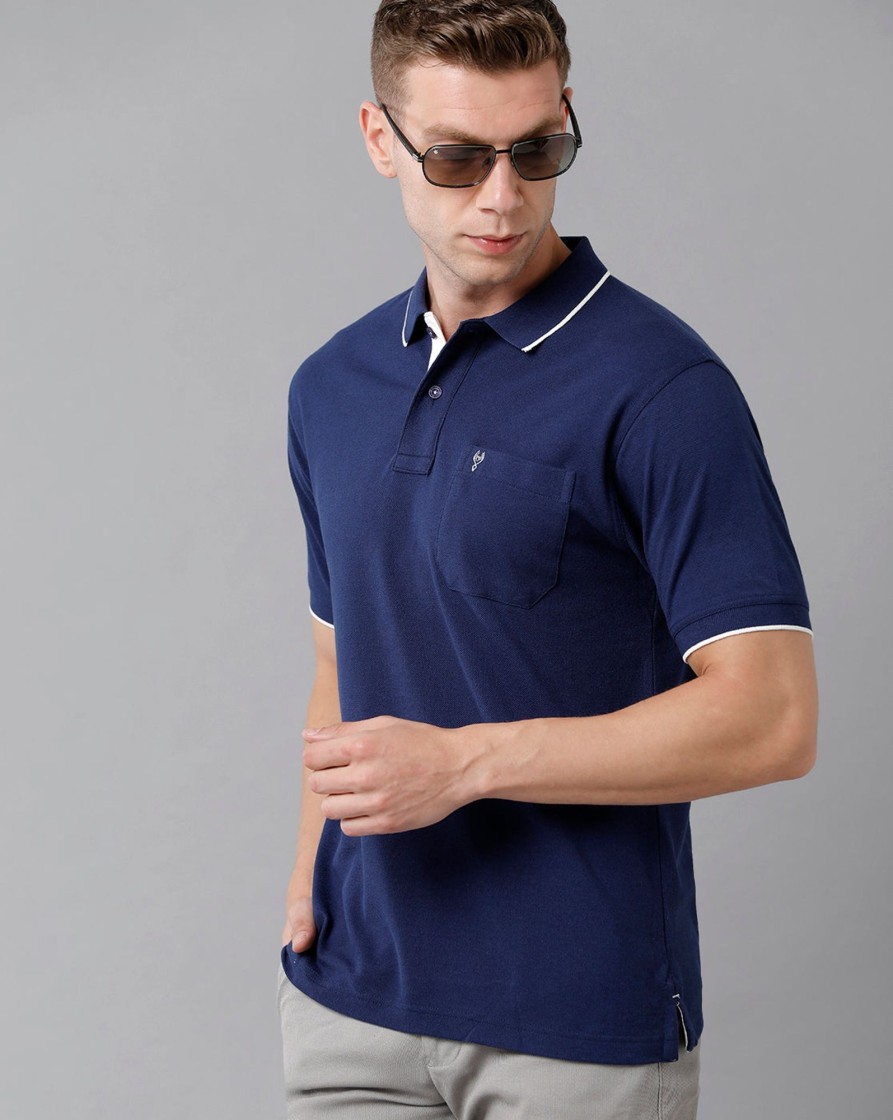 T-Shirts Classic Polo | Classic Polo Men'S Smart Double Pique Polo Half Sleeve Authentic Fit T-Shirt | Nova - Dark Navy